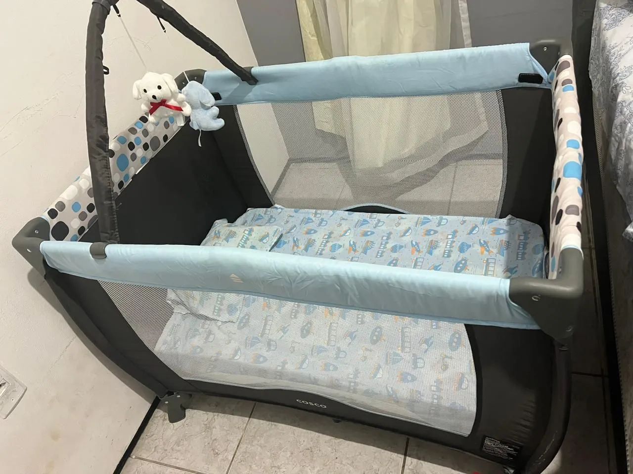 Berço Portátil + Colchão , Cinza<br> - Foto 2