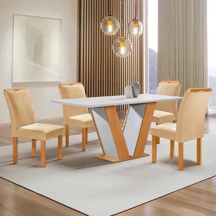 Mesa de Jantar 120x80 com 4 Cadeiras Mel s764 - Foto 2