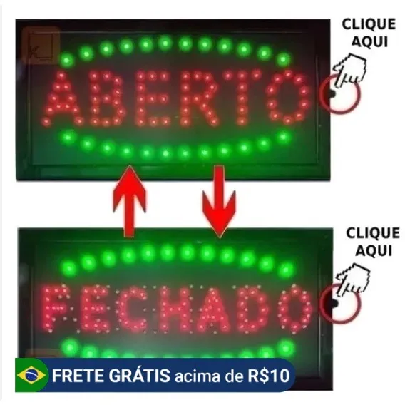 Painel / Letreiro led escrito "Aberto" ou Fechado (atacado e varejo JK eletrônicos )