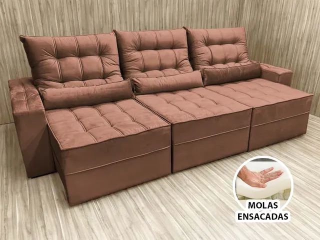 Sofá Retrátil Reclinável Cobre 3,20m Molas Ensacadas D33 a54