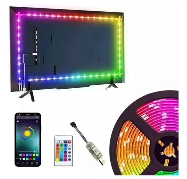 Fita LED RGB e Branca 2, 3 e 5 m com e sem Fonte, com Controle e Bluetooth - Foto 4