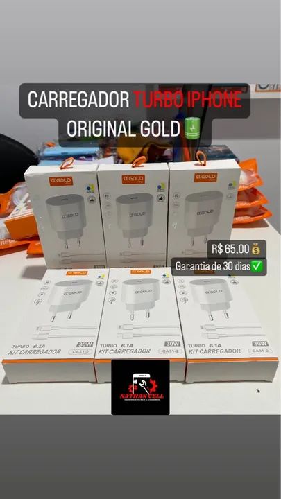 CARREGADOR TURBO IPHONE ORIGINAL GOLD 