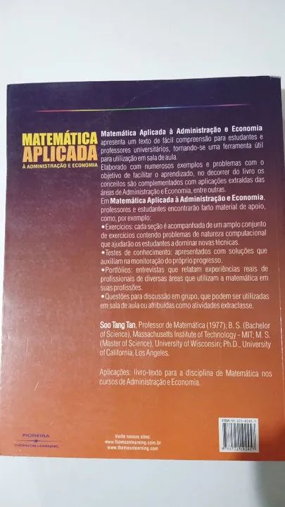 Matemática Aplicada à Administração e Economia - S.T. Tan - Foto 2