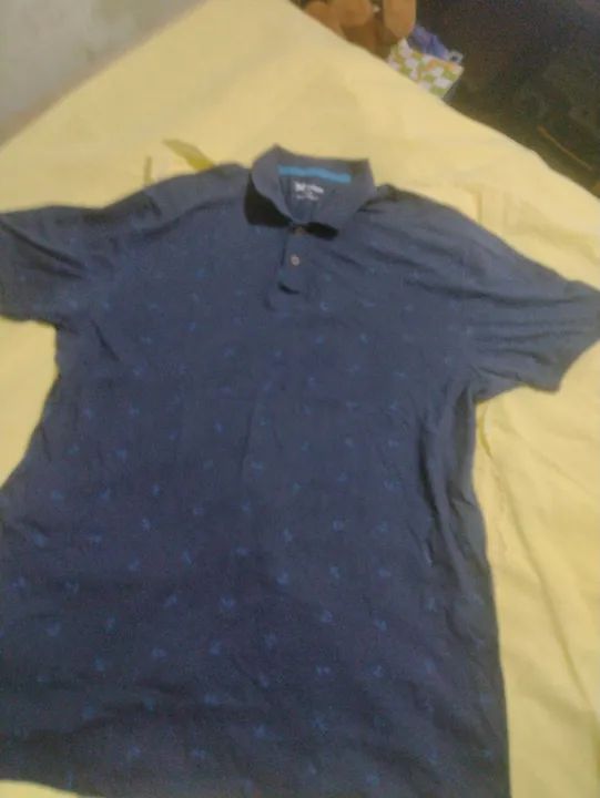 Polo Masculina Azul com Estampa