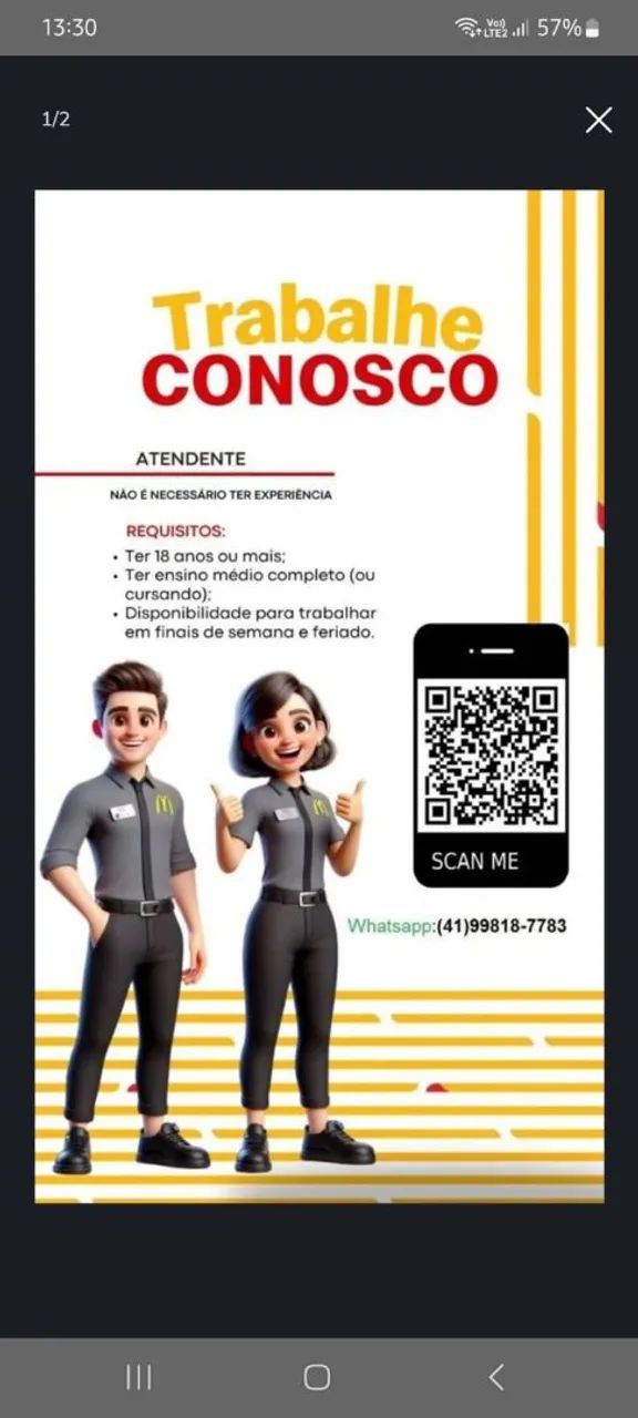 Vagas de emprego McDonald's Linha Verde