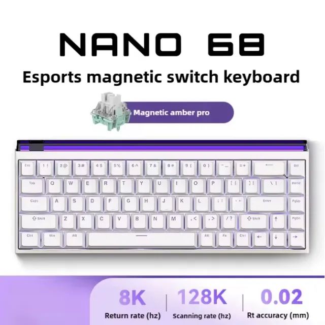 [Novo] Teclado Magnético MADLIONS NANO68, 8000Hz, 0.02 RT, Hot Swap, 65%, RGB, Branco, PC - Foto 2