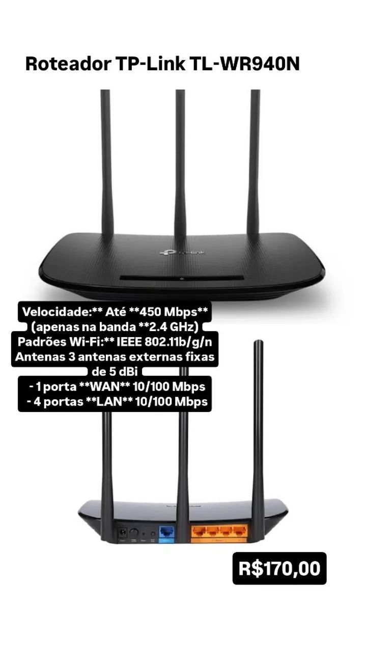 Roteador TP-Link TL-WR940N - 450Mbps