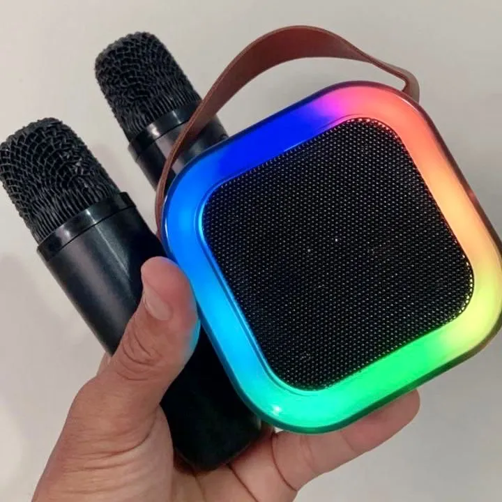 Caixa de Som Karaokê com 2 Microfones