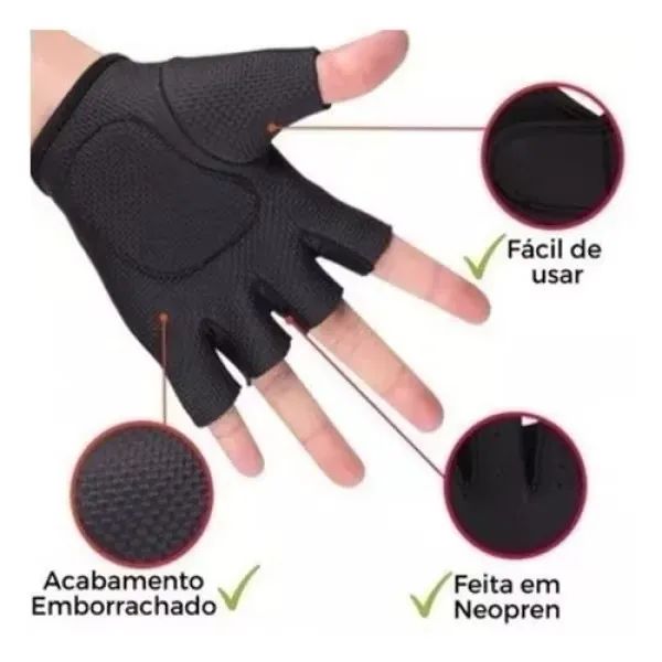 Luva  Para Academia  Treino Musculação Feminina Masculina com Velcro Ciclismo Ginástica - Foto 4