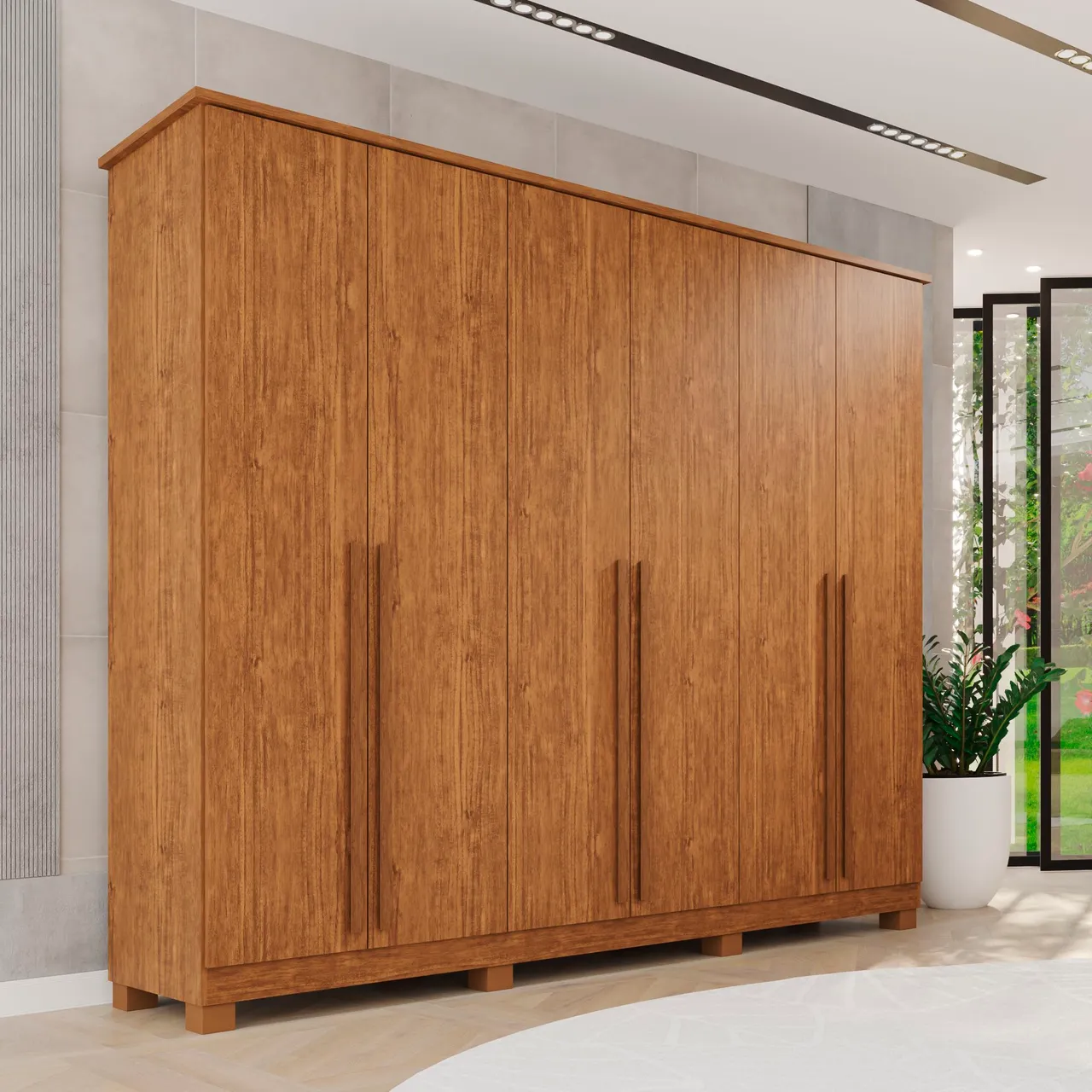 Guarda-Roupa 100% MDF Amadeirado 6 Portas