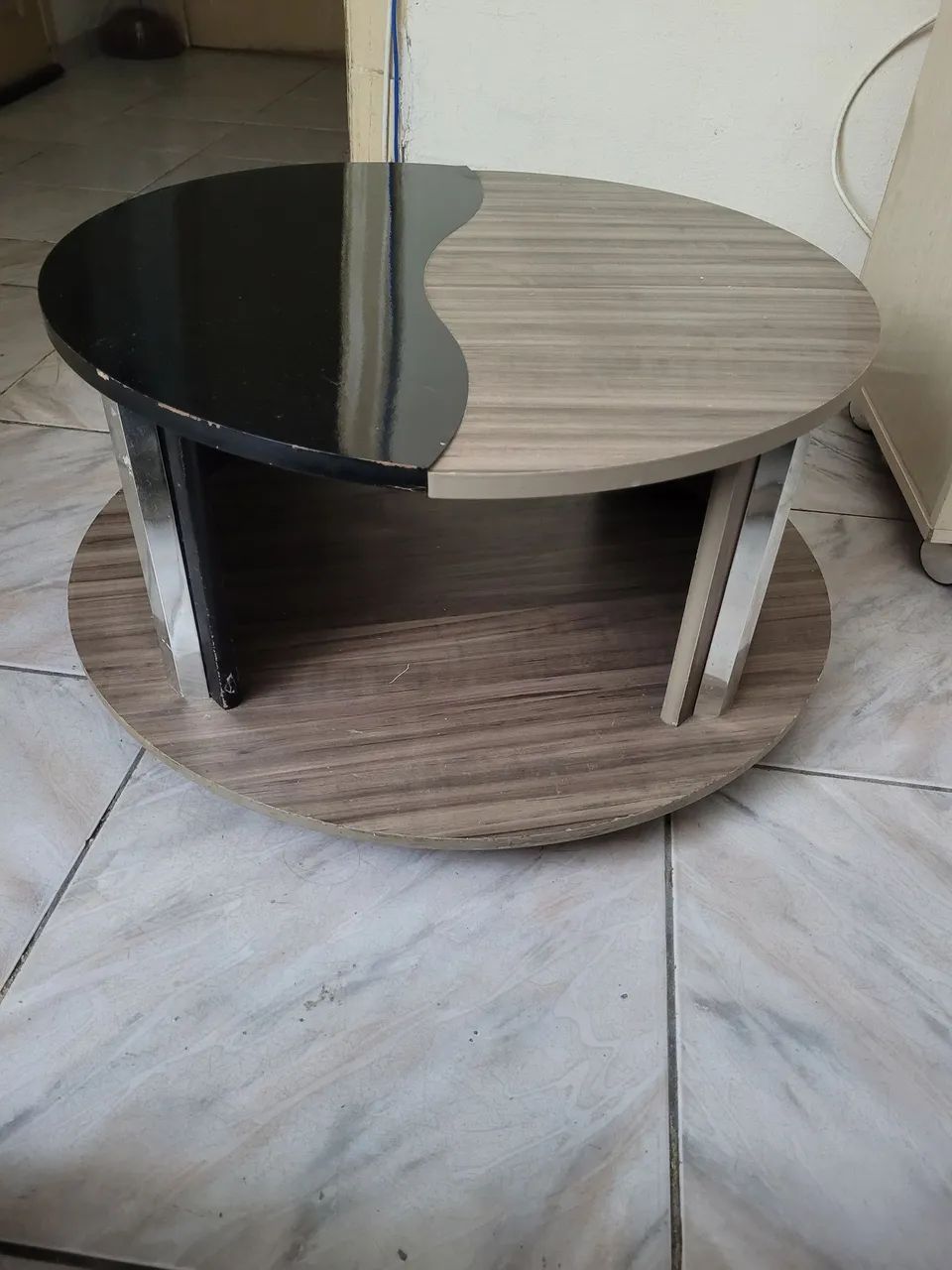 Mesa de Centro Redonda Bicolor