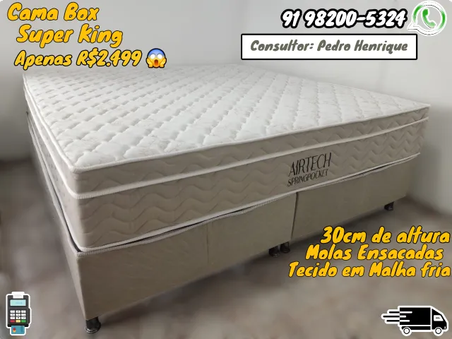 Cama Box Super King Airtech Springpocket -Ortobom
