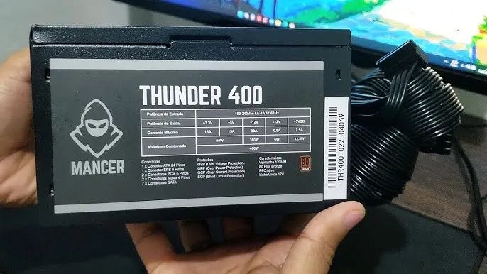 Fonte Mancer Thunder 400 Watts 80 Plus Bronze, Nova, Lacrada  - Foto 3