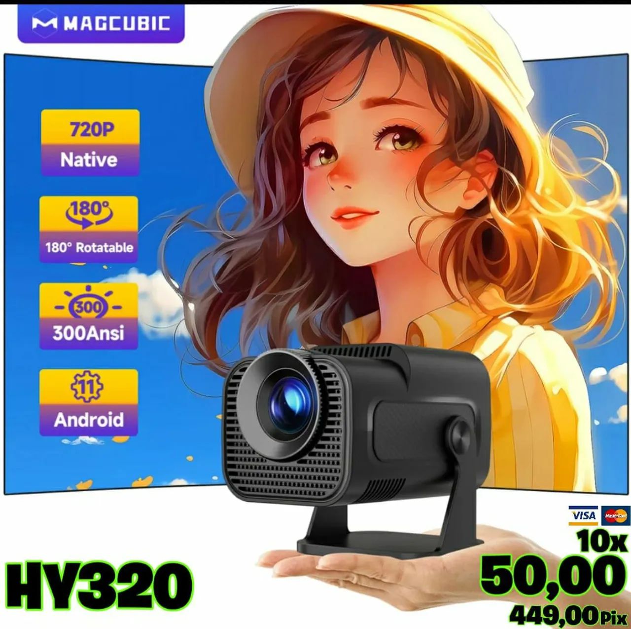 Projetor Hy320 Mini - Pronta entrega - Novos e Lacrados - Novos em até 18 vezes 