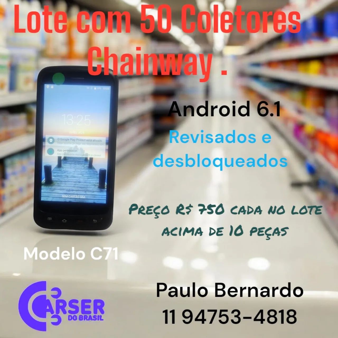 50 Tablets Chainway C71 Android 6.1 - Revisados e Desbloqueados - R$ 750 cada