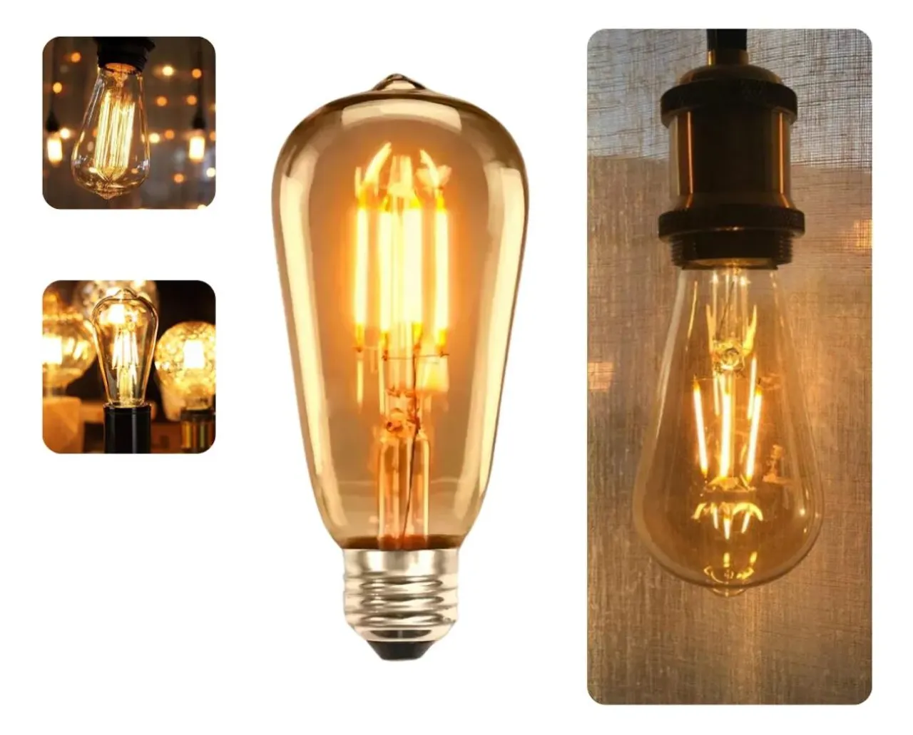 Lâmpada Filamento LED Vintage Decorativa