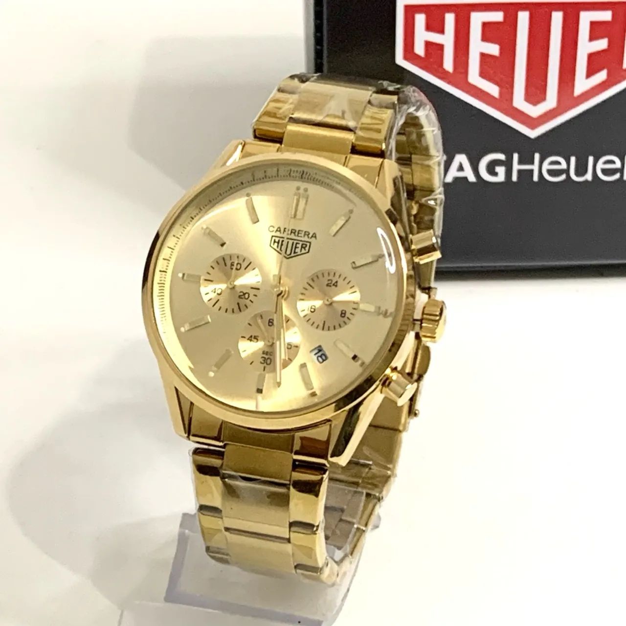 Relógio Tag Heuer Carrera Dourado 18k novo + caixa  - Foto 3