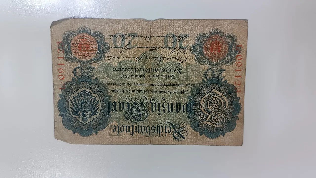 Cédula de 20 Mark da Alemanha 