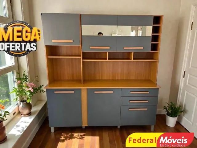 Cozinha espelhada grafite 100% MDF