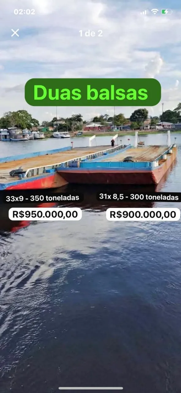 Duas Balsas Fluviais à Venda