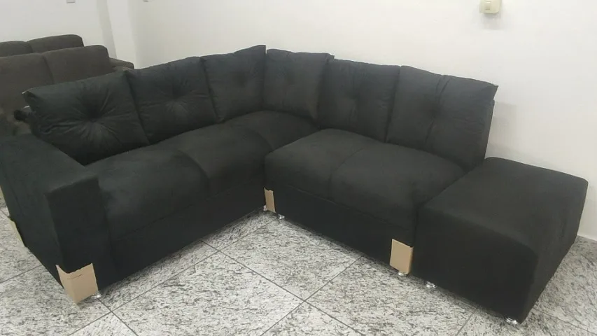SOFA DE CANTO NOVO 5 LUGARES COM PUFF 2.00X1.80 CATEGORIA PREMIUM
