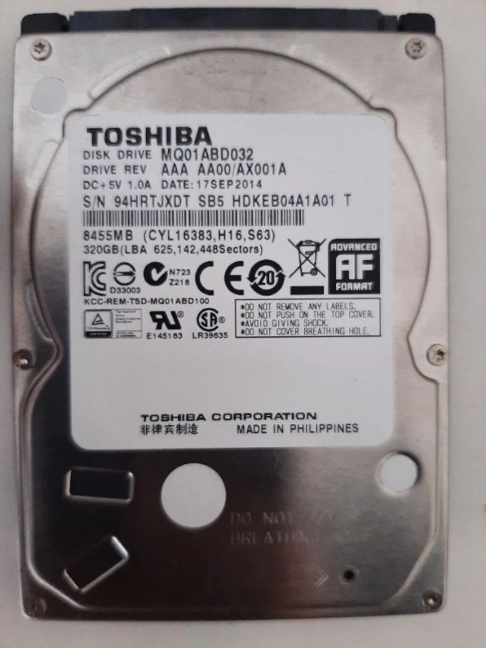 Disco Rígido Hd Toshiba 2.5 Notebook 320gb Sata