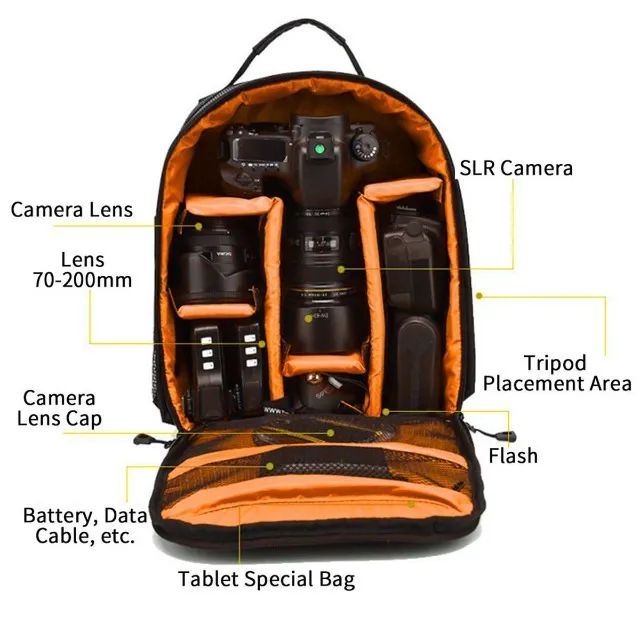 Mochila Profissional p/ Fotógrafos Câmeras Lentes Acessórios - Foto 3