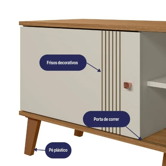 Rack Bancada Denver 1,80m Para Tv até 75 Polegadas - Foto 5