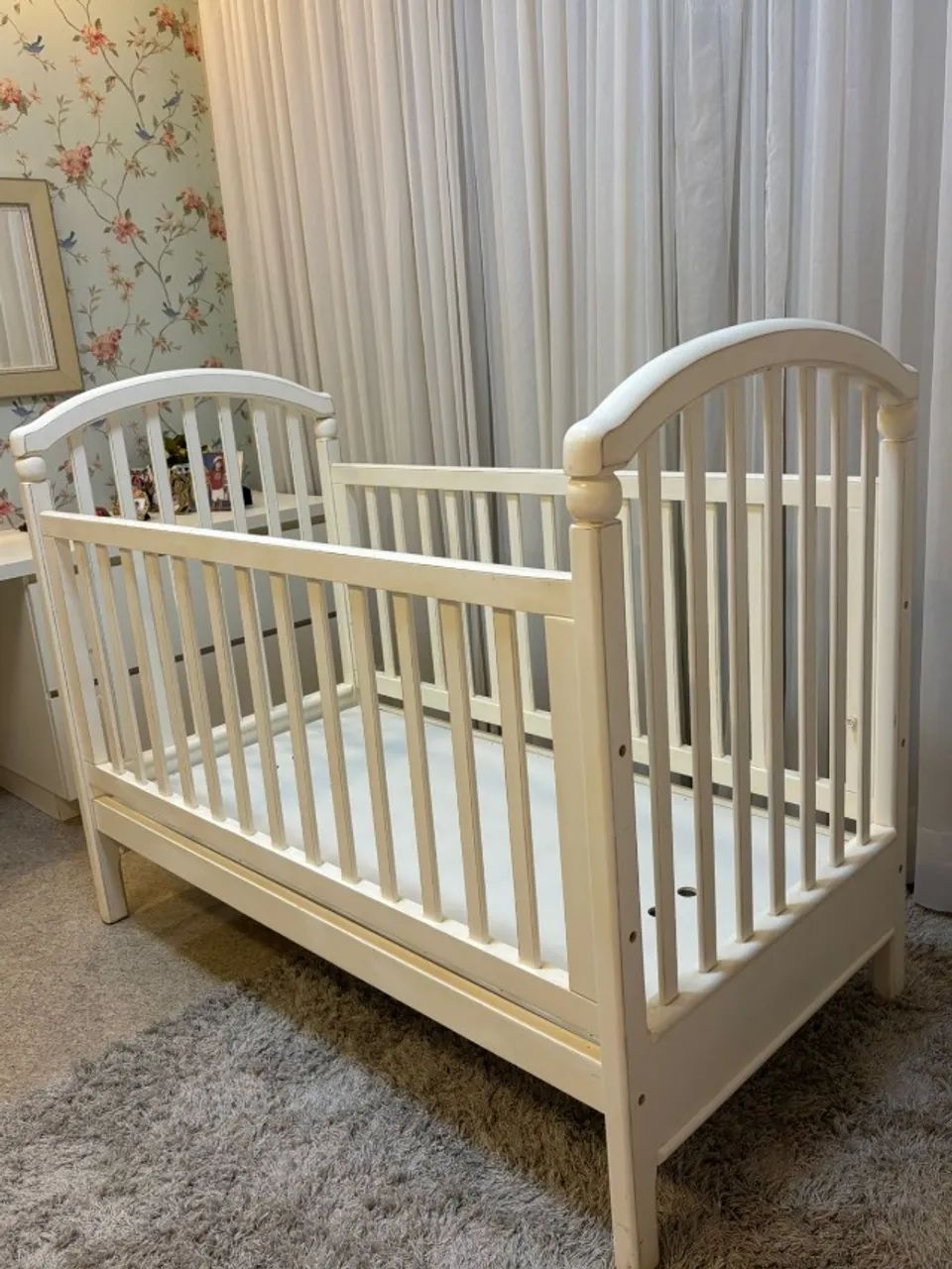 Berço Americano Clássico Premium em Madeira Maciça | Laca Branca | 150x77 | Ótimo Estado - Foto 3