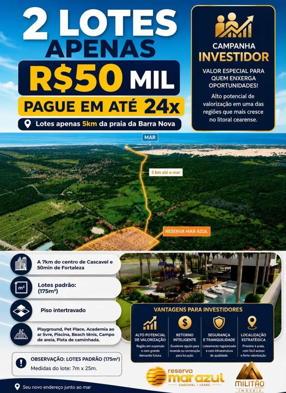 RESERVA MAR AZUL - LOTES SEM ENTRADA!!!! - Foto 3