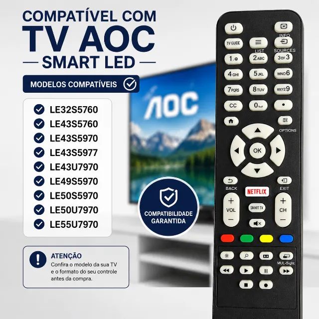 Controle Remoto Compatível Com Televisão Aoc  - Foto 5