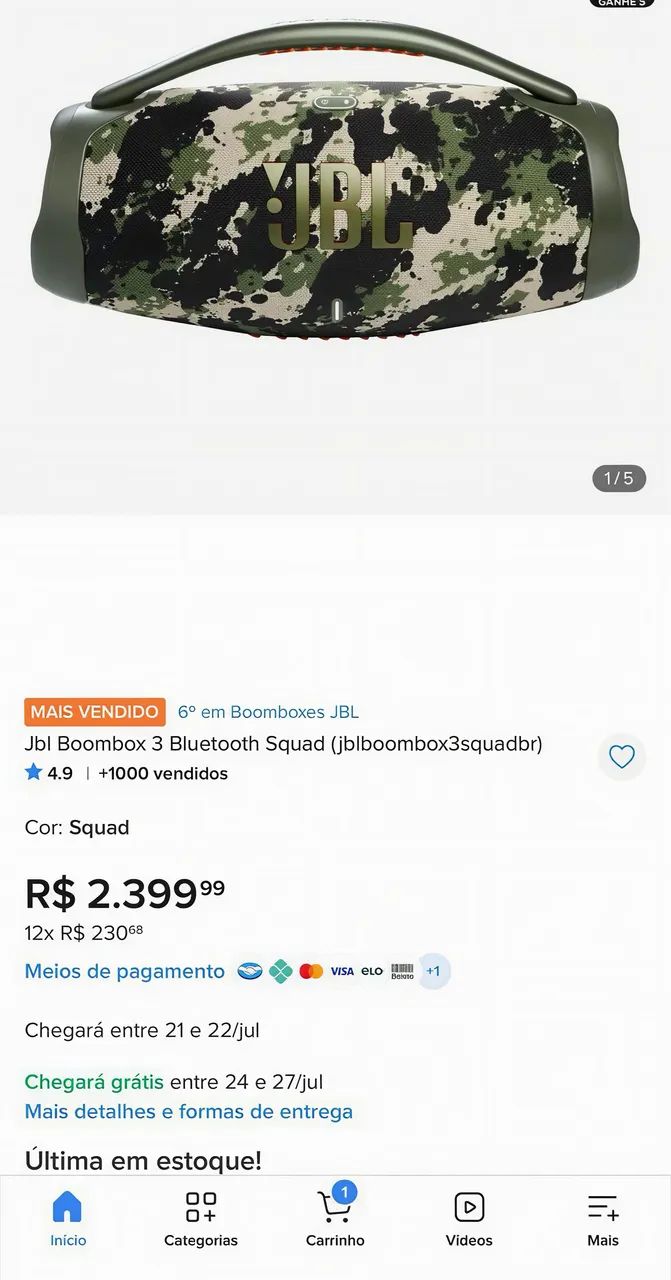 BOOMBOX 3 Camuflada NOVA - Foto 2