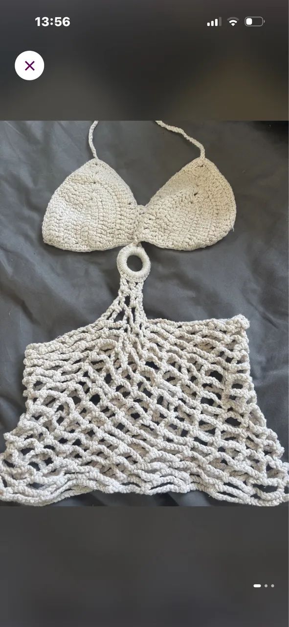 Saída de praia em crochê off white 