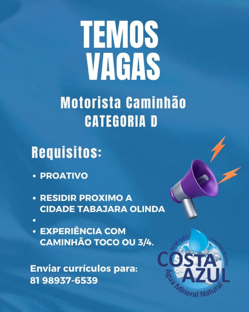 Motorista Caminhão Cat D