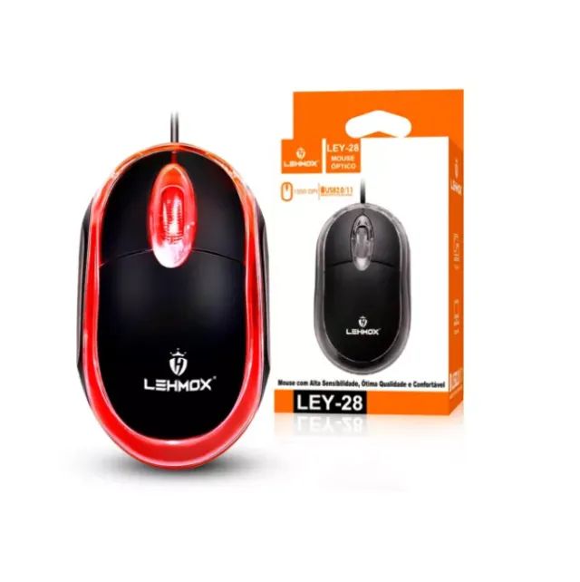 Mouse Óptico com fio Usb Lehmox