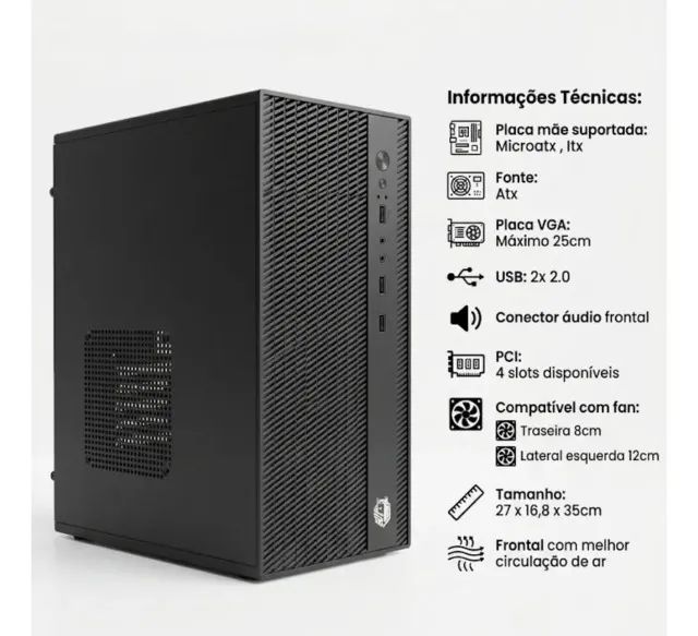 Gabinete Office Desktop Pc Placa Micro Atx Compacto Bo-g1 - Foto 2
