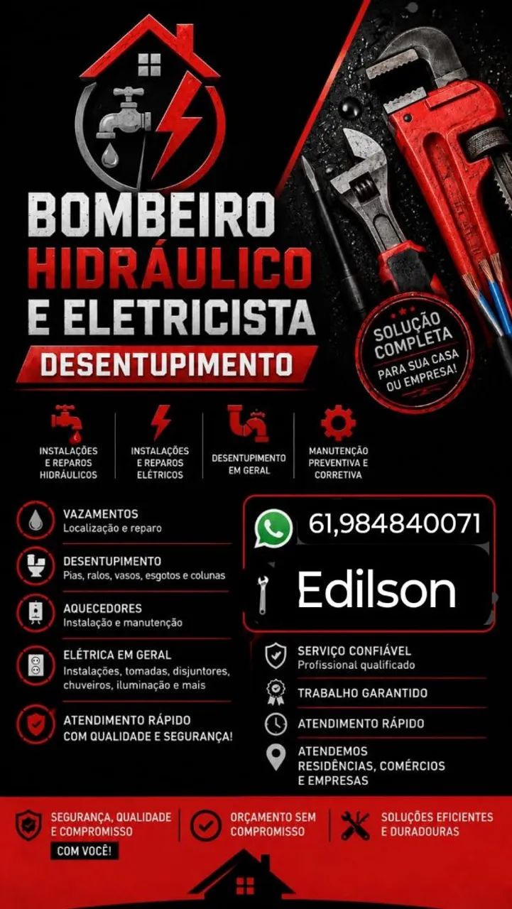 Bombeiro hidráulico & Eletricistas 