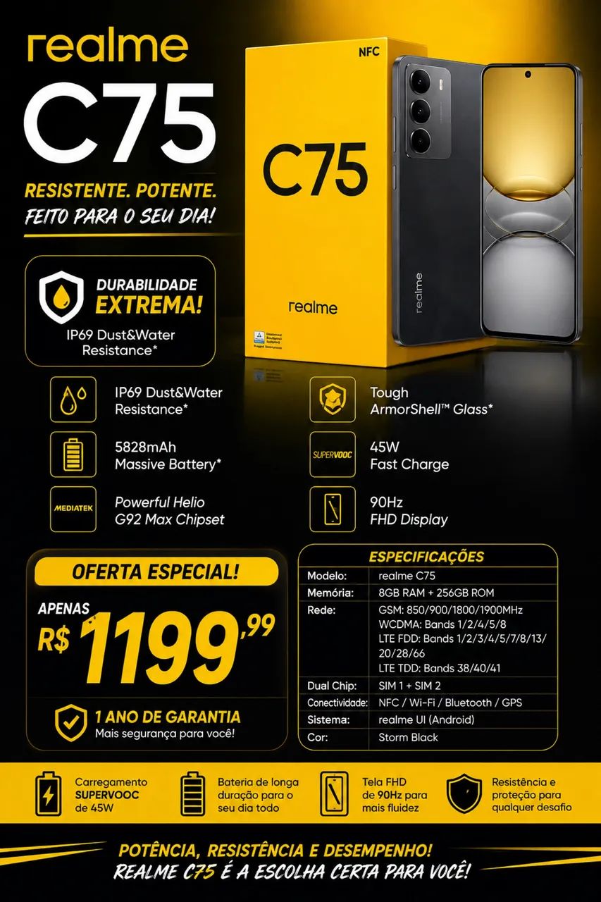 Smartphone Realme C75 256GB/8GB NFC 4G