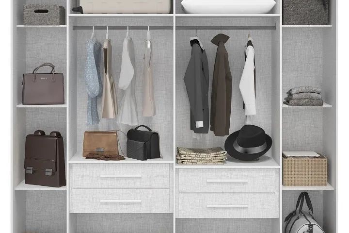 Guarda-Roupa Ripado com 6 Portas Amadeirado Branco - Foto 2