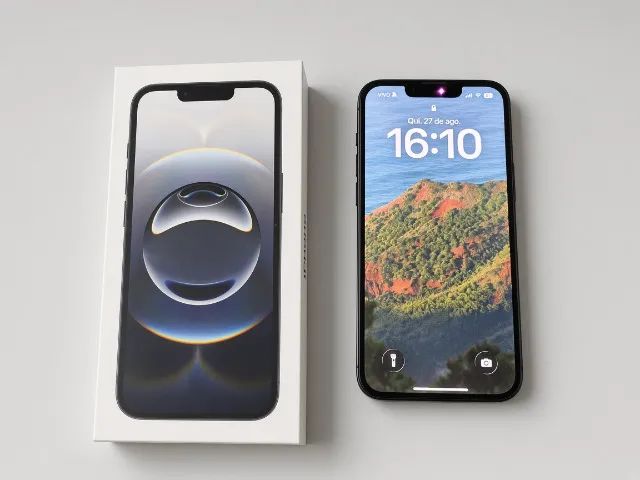 Iphone 16e preto, bateria 100%, na caixa