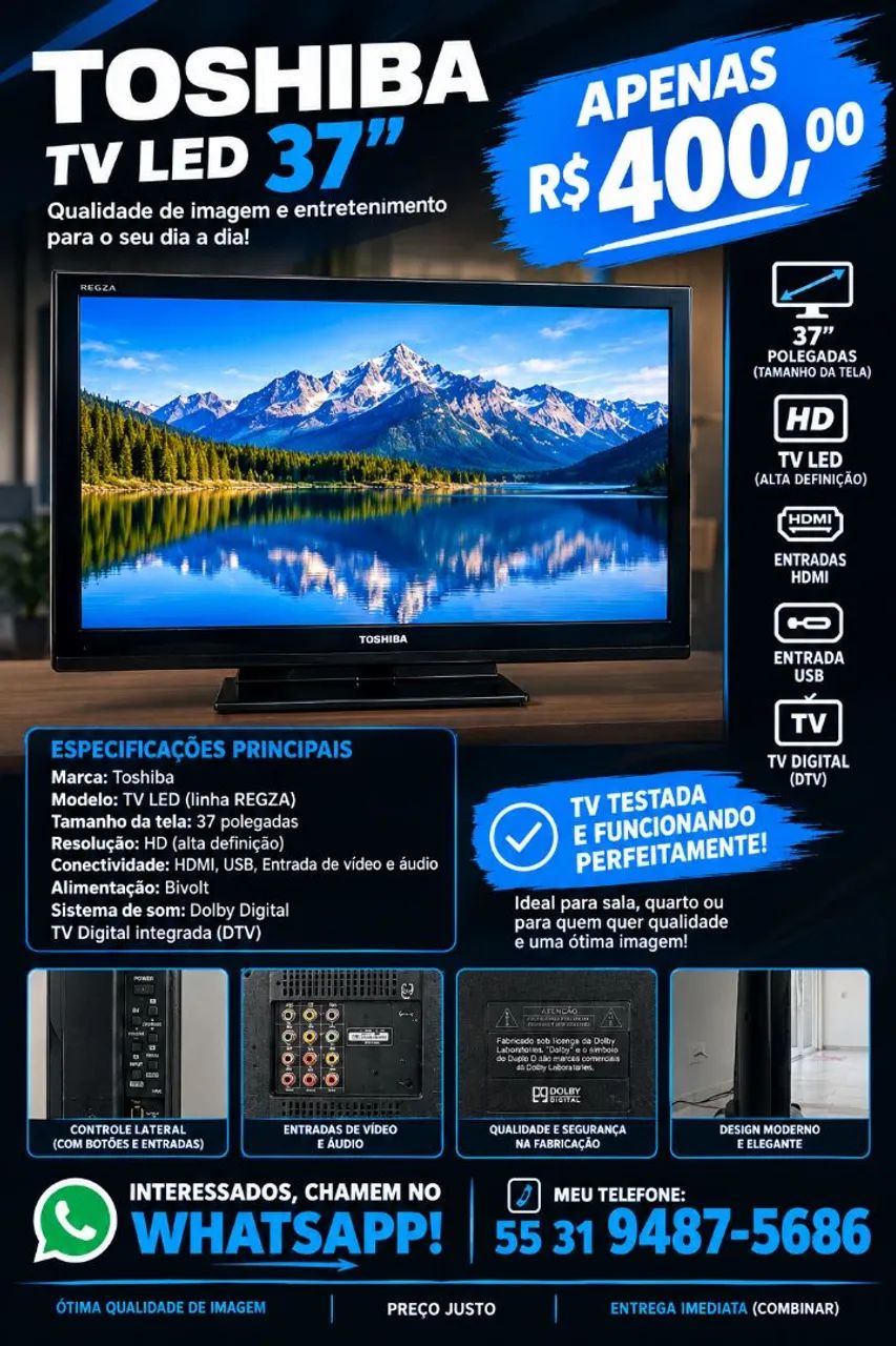 Televisão toshiba 37 polegadas 