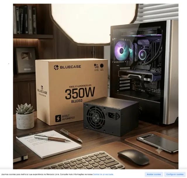 Fonte Bluecase 350W ATX Bivolt Automático (BLU350-EBAUT) Testada - Foto 2