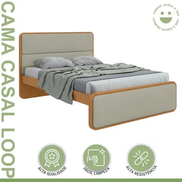Cama Casal Loop Luxo 1,40m Easy Like Toque de Luxo no Quarto - Foto 2