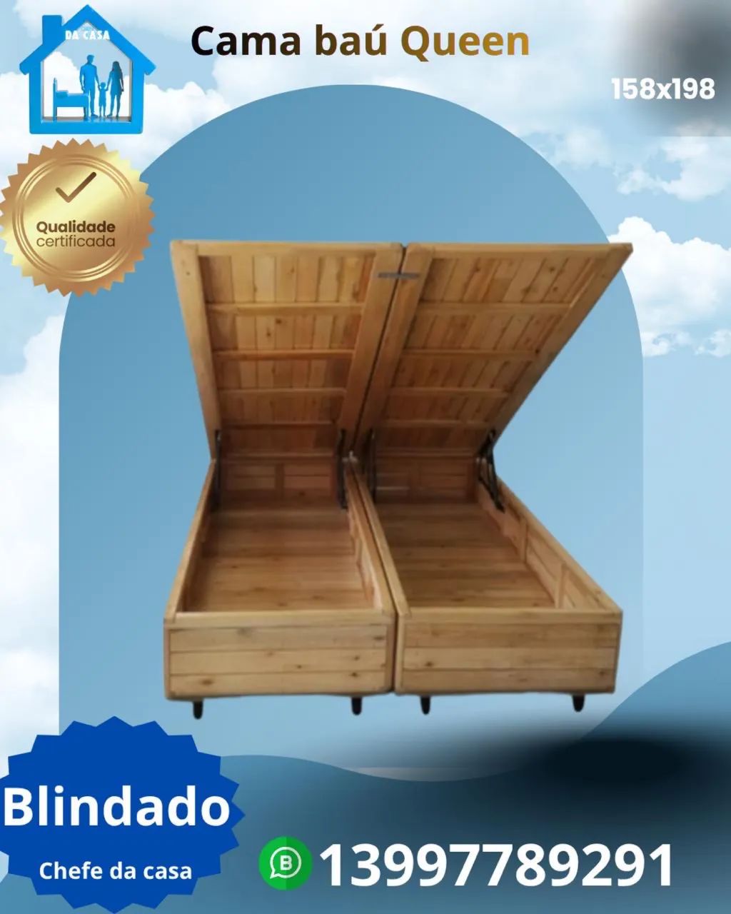 Cama baú bipartido casal - Foto 2
