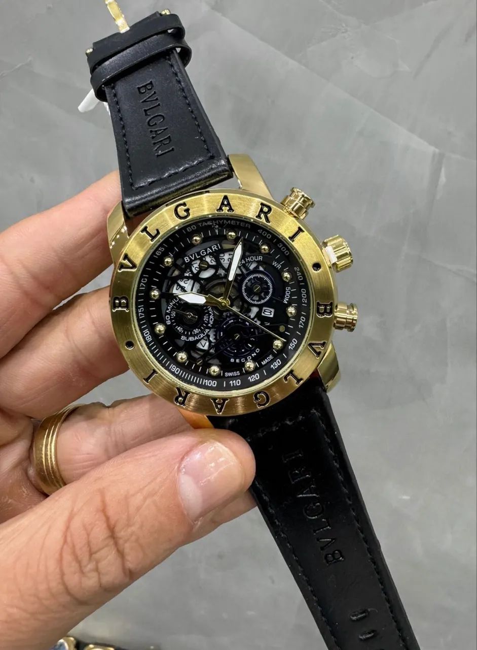 Relógio Blvgari skeleton pulseira de couro  - Foto 3
