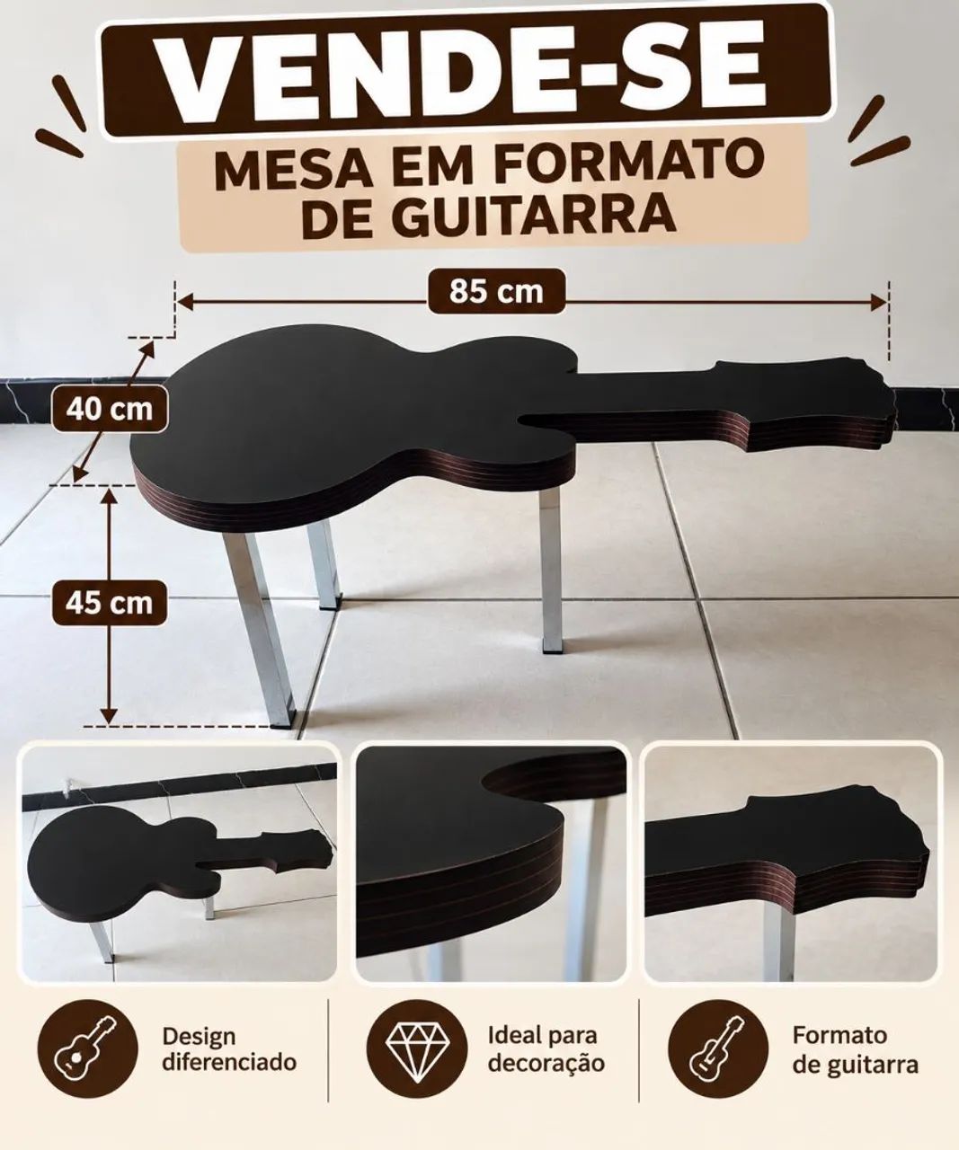 Mesa de centro - formato Guitarra