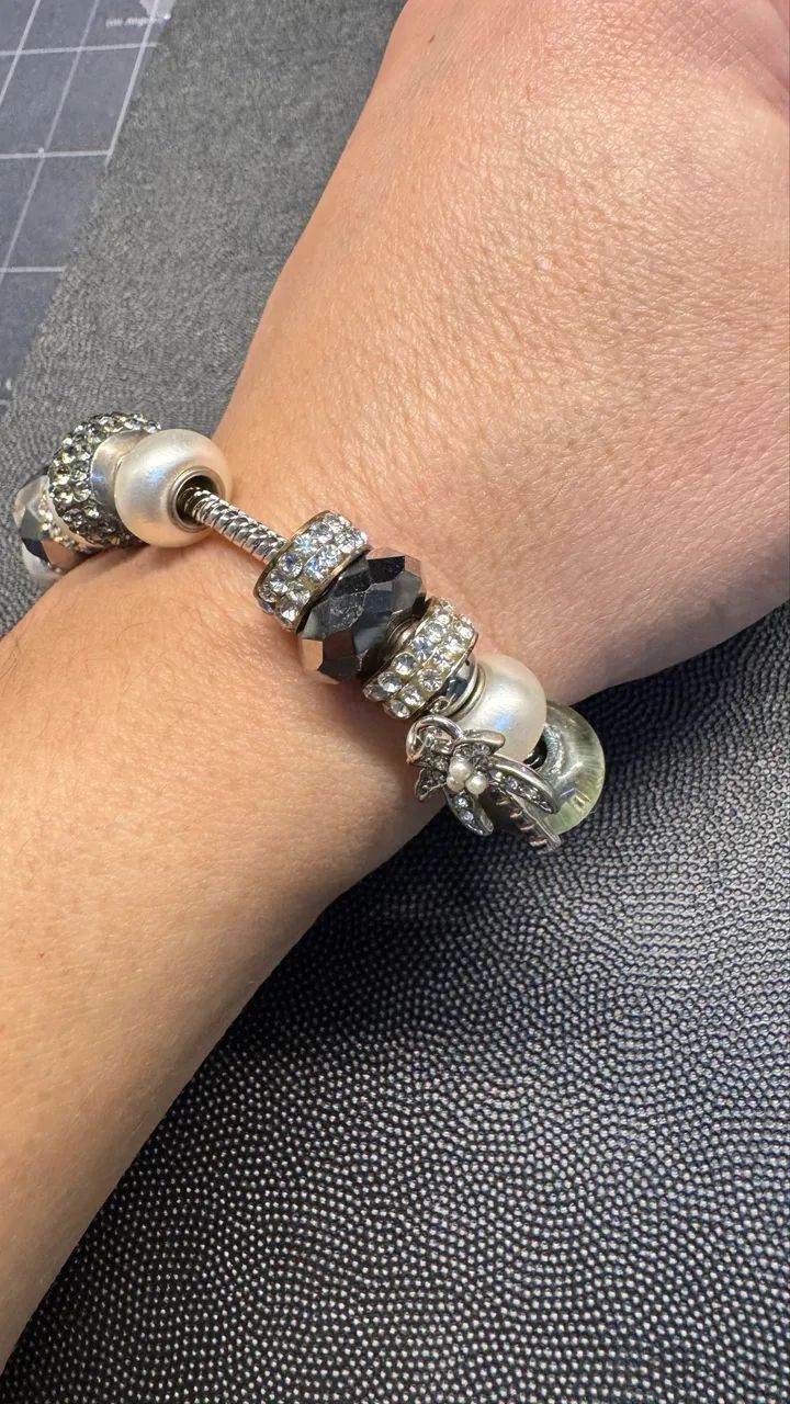Pulseira bella perlina berloques prateada - Estilo Pandora - Foto 4