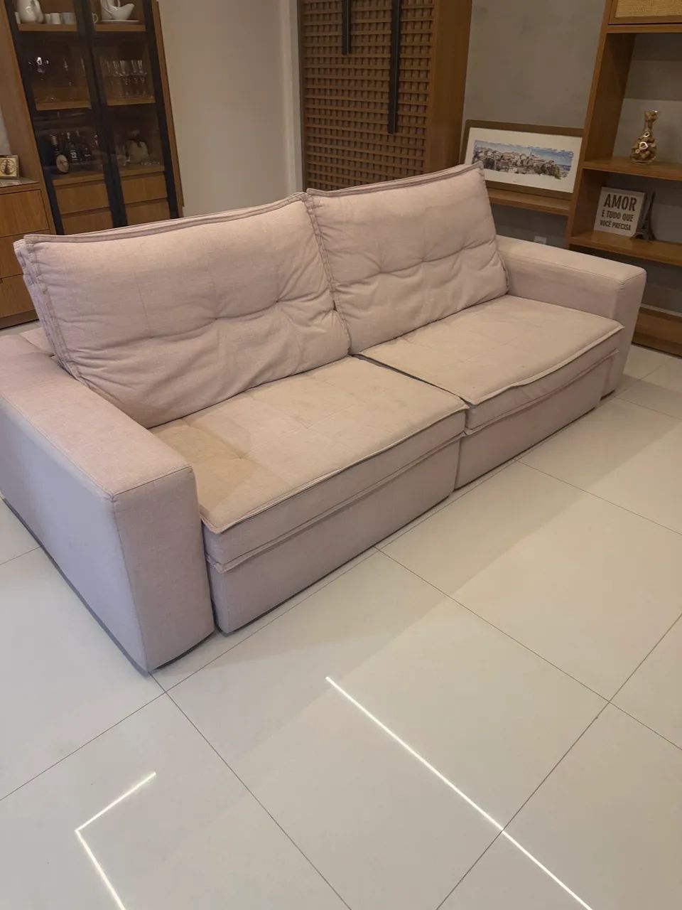 Vendo sofá retrátil 2,5m off-white - Foto 5