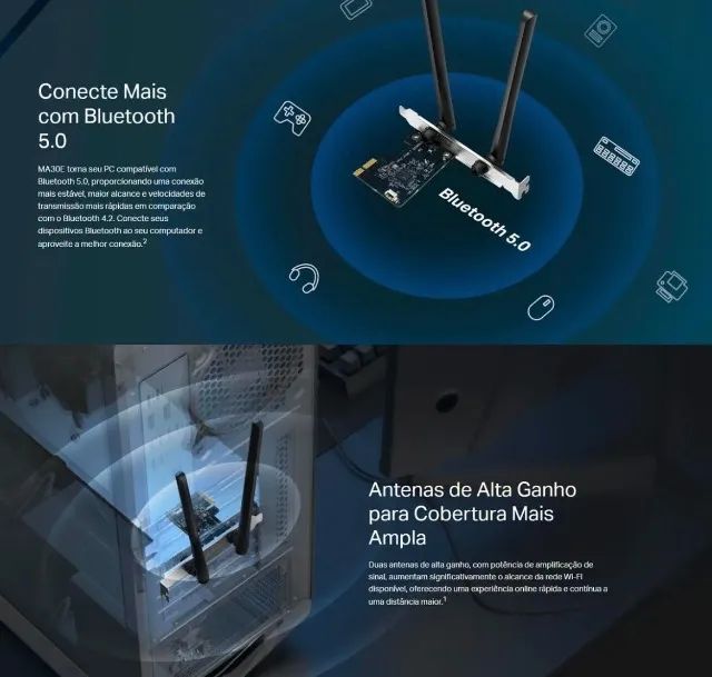 Placa de Rede PCie Wifi Bluetooth Ma30e Mercusys - Foto 4