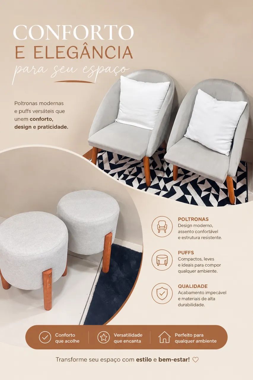 2 poltronas e 2 puffs 